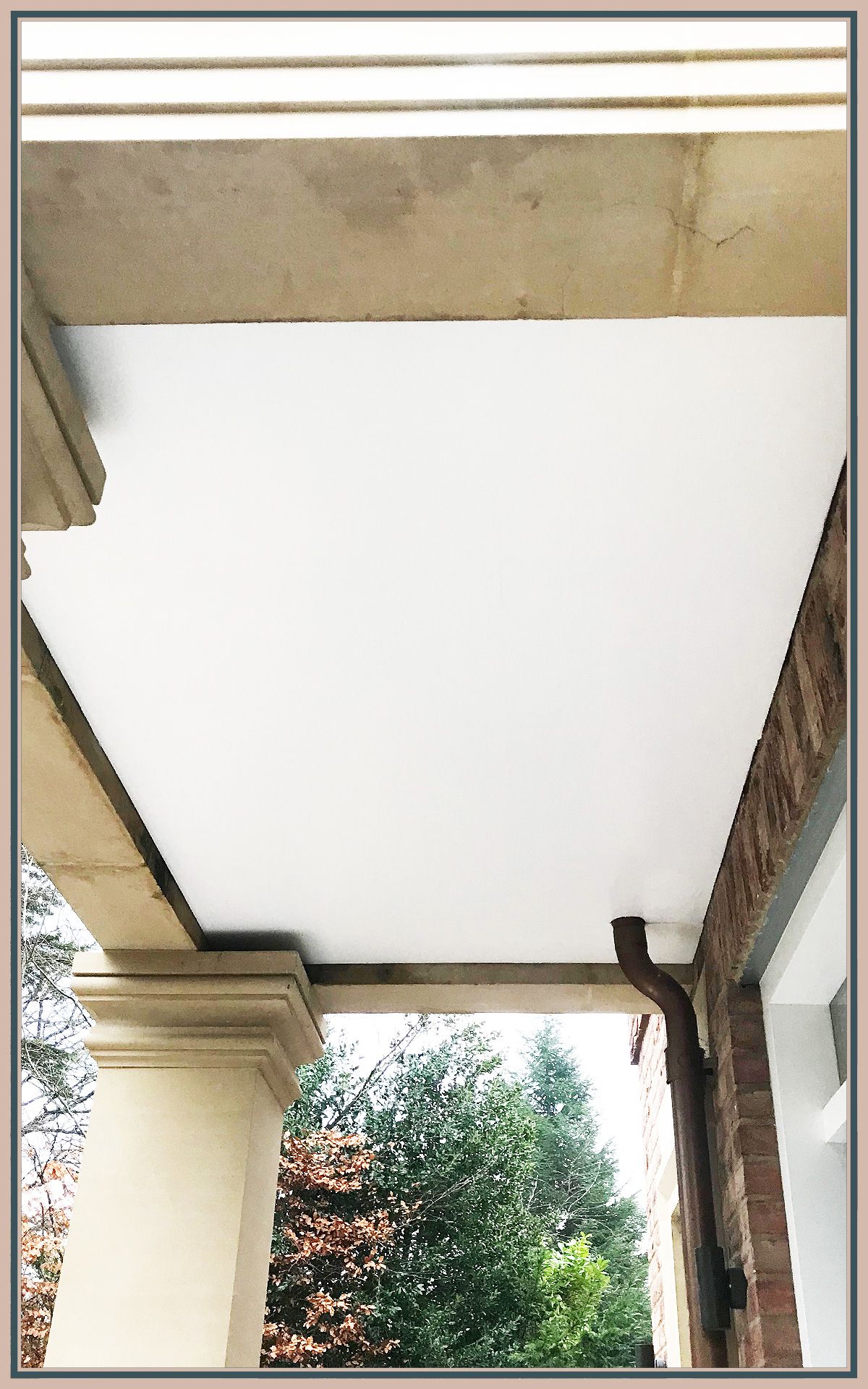 Exterior ceiling and trim painted with a clean finish